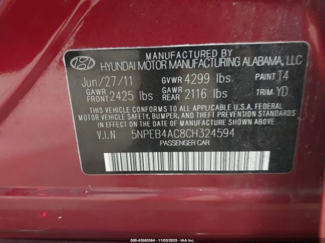 2012 HYUNDAI SONATA 5NPEB4AC8CH324594 Photo 8