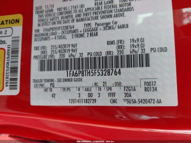 2015 FORD MUSTANG 1FA6P8TH5F5328764 Photo 8