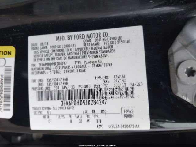 2018 FORD FUSION 3FA6P0HD9JR284247 Photo 8