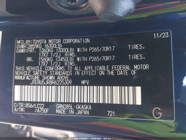 JTERU5JR8R6225309 Toyota 4runner Trd Off Road Premium