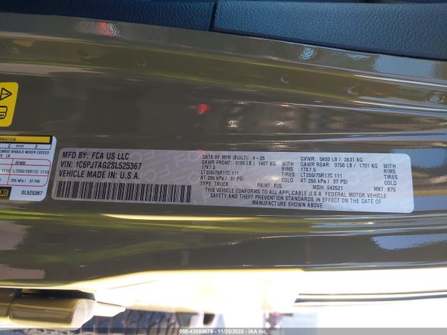 2025 JEEP GLADIATOR 1C6PJTAG2SL525367 Photo 8