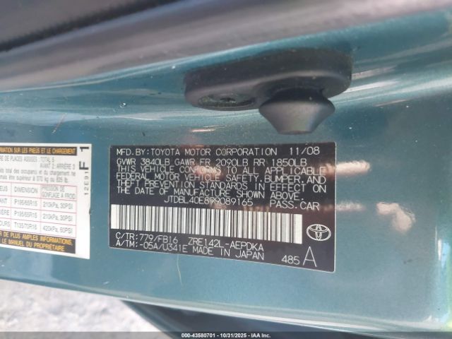 2009 TOYOTA COROLLA JTDBL40E899089165 Photo 8