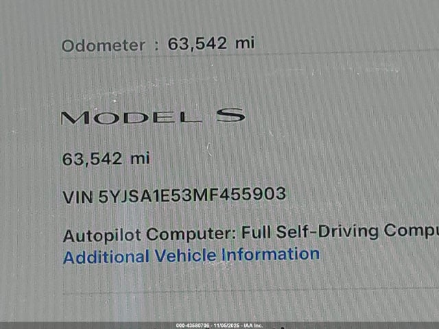 Tesla Model S Long Range Dual Motor All-wheel Drive 2021 5YJSA1E53MF455903 Image 14