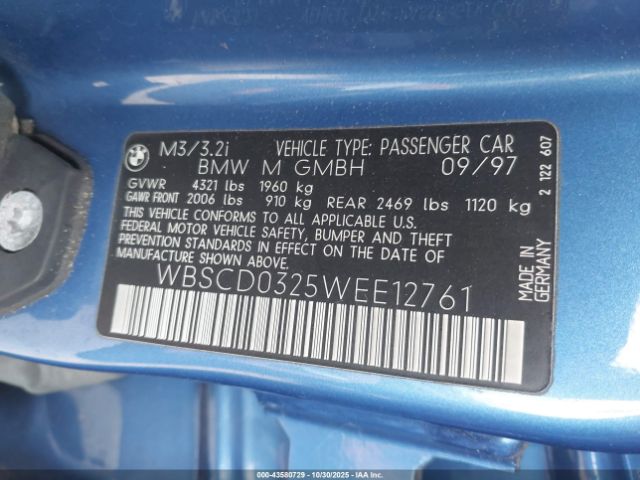 1998 BMW M3 WBSCD0325WEE12761 Photo 8