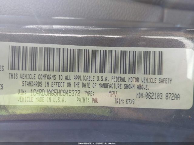 2017 DODGE DURANGO 1C4RDJAG5HC945372 Photo 8