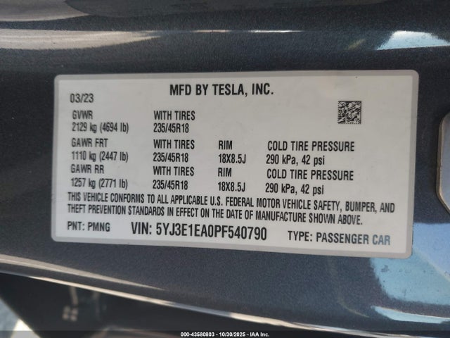2023 TESLA MODEL 3 5YJ3E1EA0PF540790 Photo 8