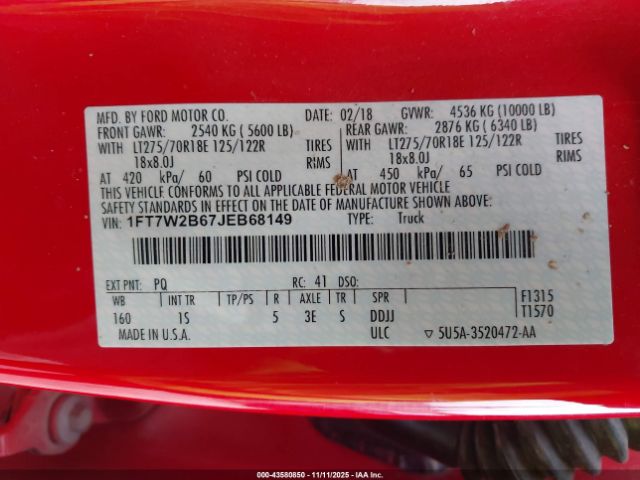 2018 FORD F-250 1FT7W2B67JEB68149 Photo 8