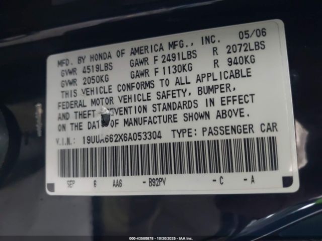 2006 ACURA TL 19UUA662X6A053304 Photo 8