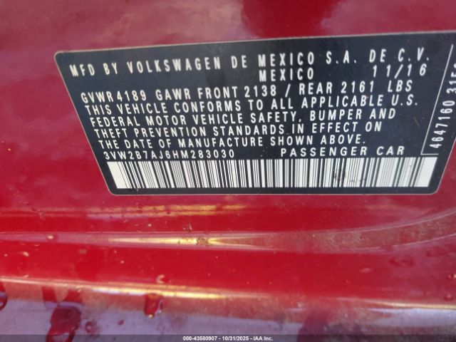 2017 VOLKSWAGEN JETTA 3VW2B7AJ6HM283030 Photo 8