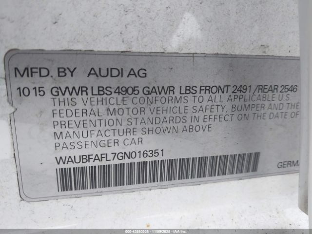 2016 AUDI A4 WAUBFAFL7GN016351 Photo 8