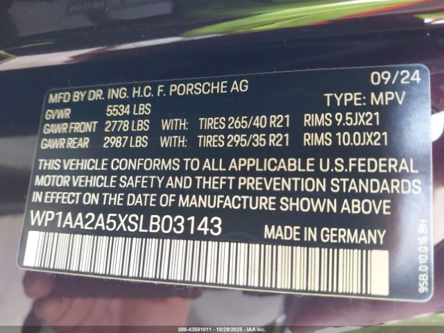 2025 PORSCHE MACAN WP1AA2A5XSLB03143 Photo 8