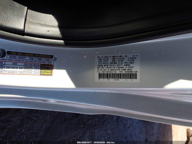 2016 HONDA ACCORD 1HGCT1B87GA007756 Photo 8