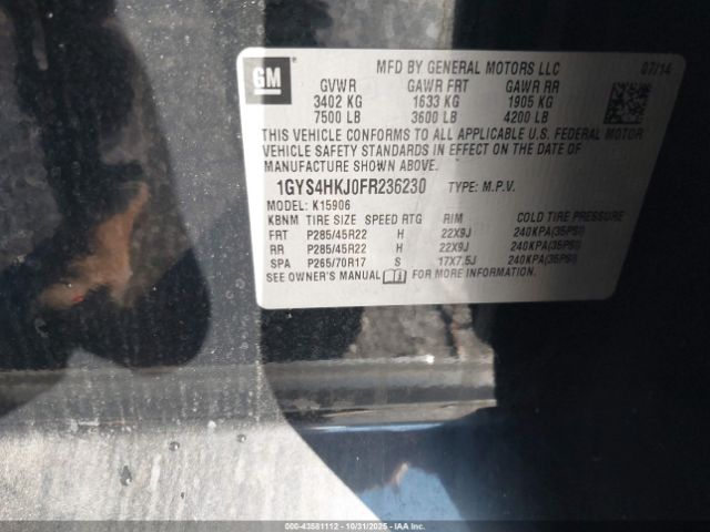 2015 CADILLAC ESCALADE ESV 1GYS4HKJ0FR236230 Photo 8