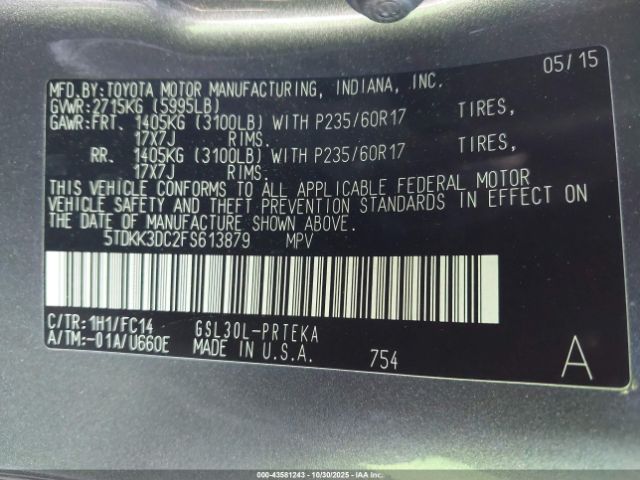 2015 TOYOTA SIENNA 5TDKK3DC2FS613879 Photo 8