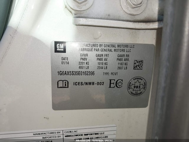 2014 CADILLAC CTS 1G6AX5S35E0162396 Photo 8