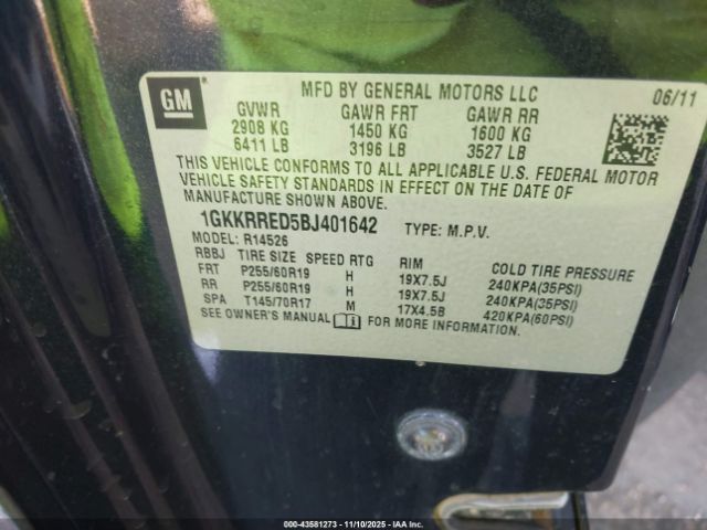 2011 GMC ACADIA 1GKKRRED5BJ401642 Photo 8