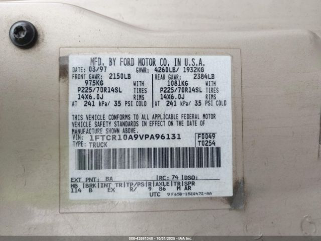 1997 FORD RANGER 1FTCR10A9VPA96131 Photo 8