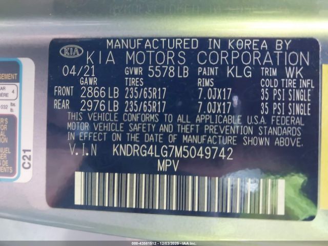 2021 KIA SORENTO HYBRID KNDRG4LG7M5049742 Photo 8