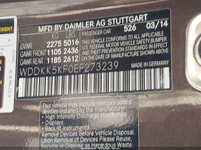 2014 MERCEDES-BENZ E 350 WDDKK5KF0EF273239 Photo 8