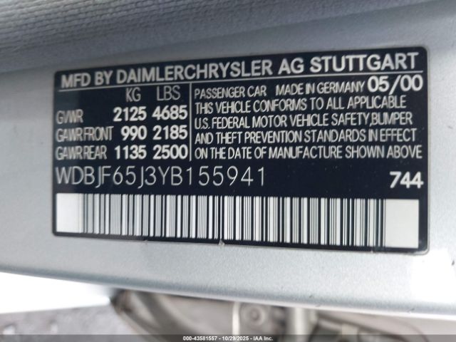 2000 MERCEDES-BENZ E 320 WDBJF65J3YB155941 Photo 8