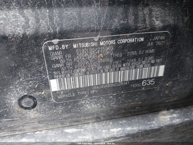 2022 MITSUBISHI OUTLANDER JA4J4VA80NZ028341 Photo 8