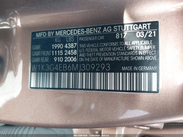 2021 MERCEDES-BENZ A 220 W1K3G4EB6MJ309293 Photo 8