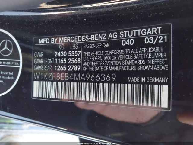 2021 MERCEDES-BENZ E 350 W1KZF8EB4MA966369 Photo 8