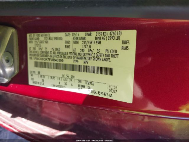 2015 FORD ESCAPE 1FMCU9GX7FUB40309 Photo 8