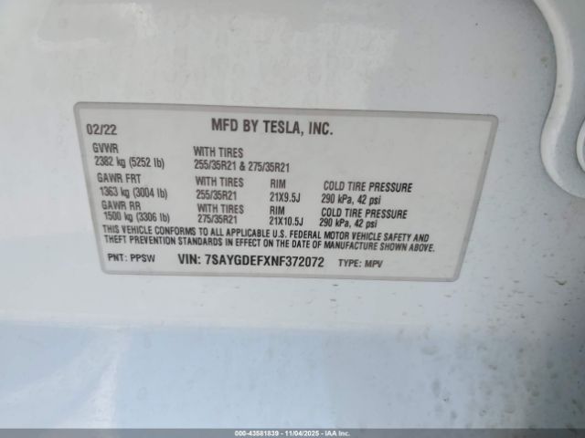 2022 TESLA MODEL Y 7SAYGDEFXNF372072 Photo 8