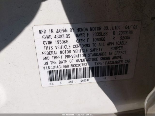 2005 ACURA TSX JH4CL96815C020753 Photo 8