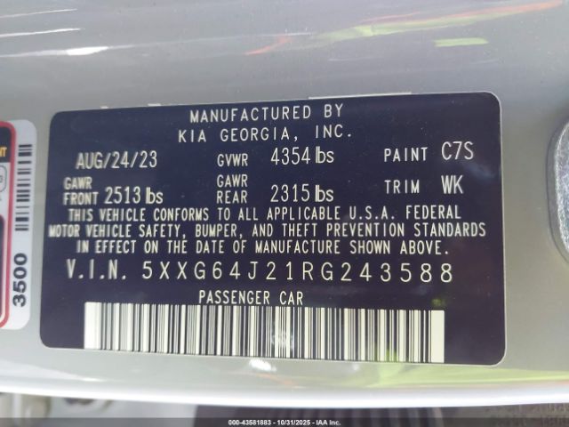 2024 KIA K5 5XXG64J21RG243588 Photo 8