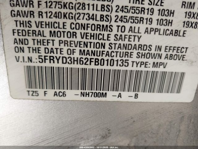 2015 ACURA MDX 5FRYD3H62FB010135 Photo 8