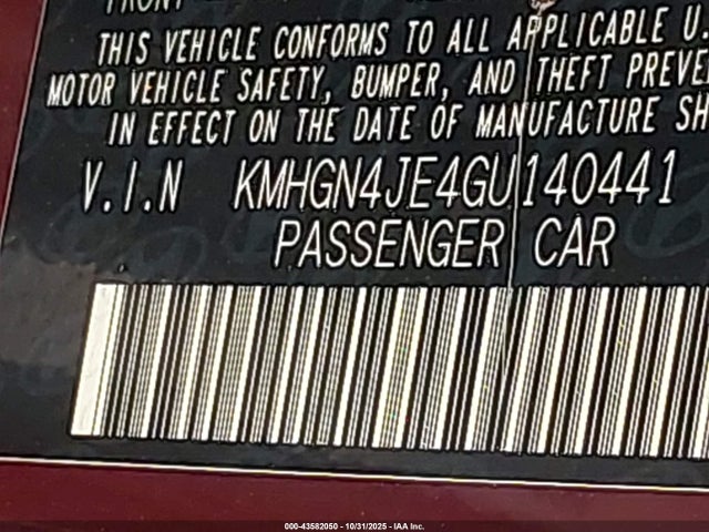 KMHGN4JE4GU140441 Hyundai Genesis 3.8