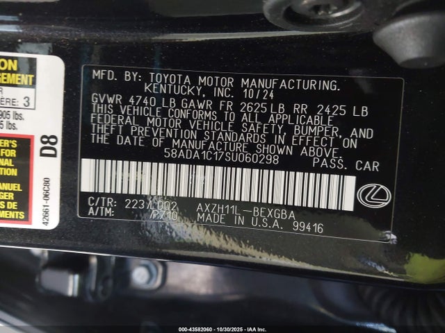 Lexus ES 300H 2025 58ADA1C17SU060298 Image 9