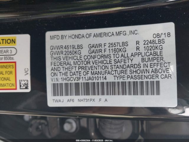 2018 HONDA ACCORD HYBRID 1HGCV3F11JA010114 Photo 8