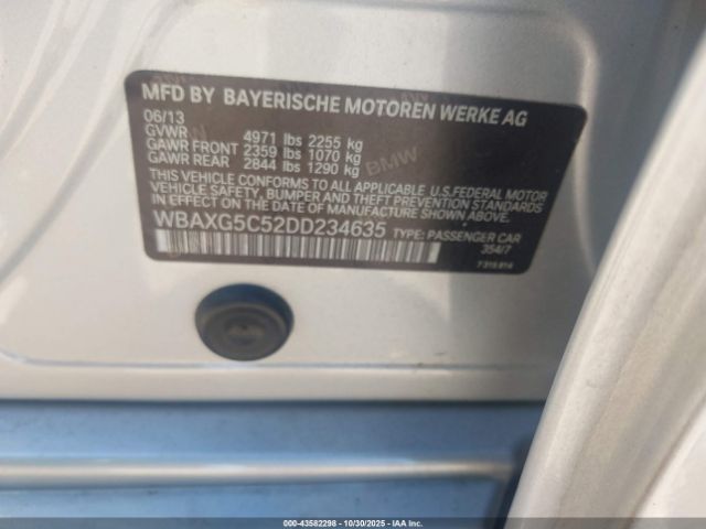 2013 BMW 528I WBAXG5C52DD234635 Photo 8