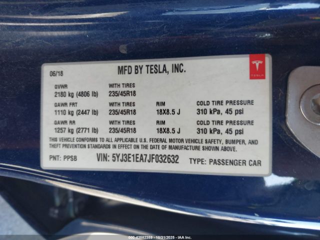 2018 TESLA MODEL 3 5YJ3E1EA7JF032632 Photo 8