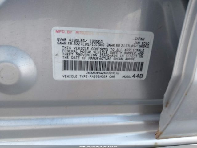 2010 MITSUBISHI LANCER SPORTBACK JA32X8HW2AU023672 Photo 8