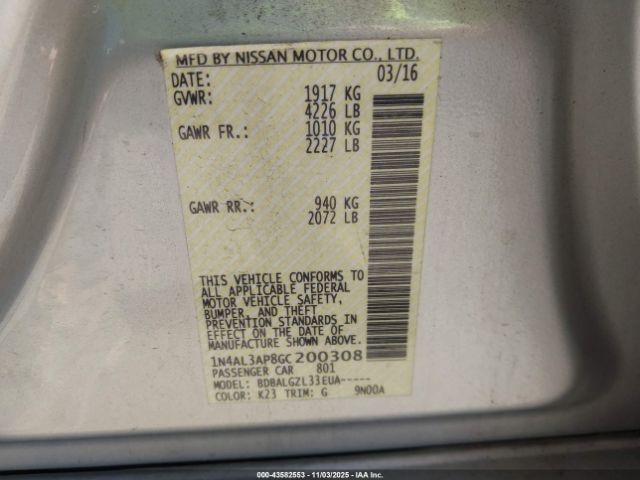 2016 NISSAN ALTIMA 1N4AL3AP8GC200308 Photo 8