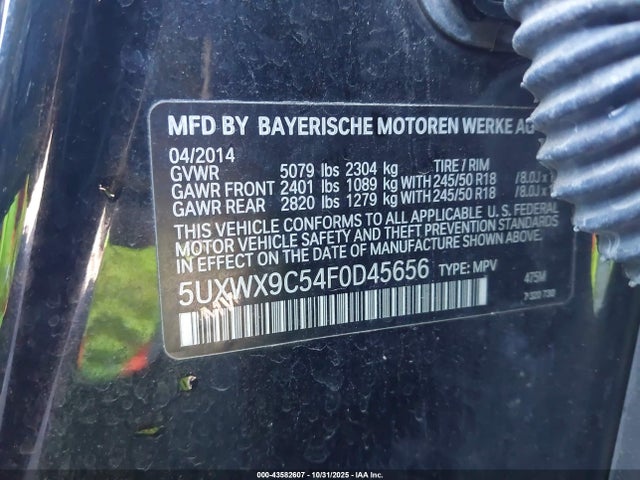 Продаж на аукціоні авто 2015 Bmw X3 Xdrive28i, vin: 5UXWX9C54F0D45656, номер лоту: 43582607