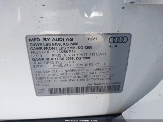 2021 AUDI Q5 WA1BAAFY1M2105434 Photo 8