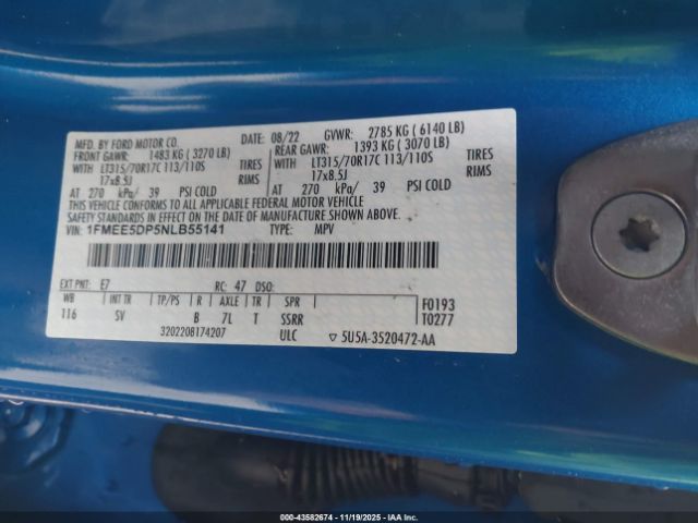 2022 FORD BRONCO 1FMEE5DP5NLB55141 Photo 8