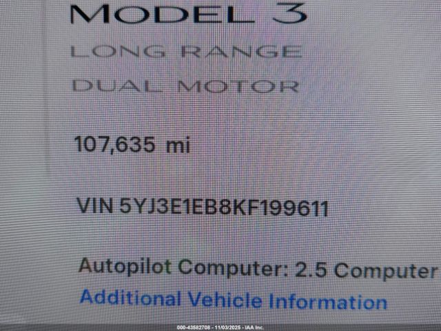 2019 TESLA MODEL 3 5YJ3E1EB8KF199611 Photo 8