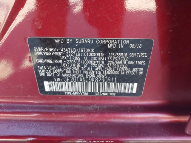 2019 SUBARU CROSSTREK JF2GTANC9K8230611 Photo 8