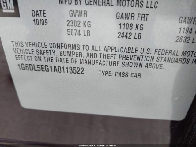 2010 CADILLAC CTS 1G6DL5EG1A0113522 Photo 8