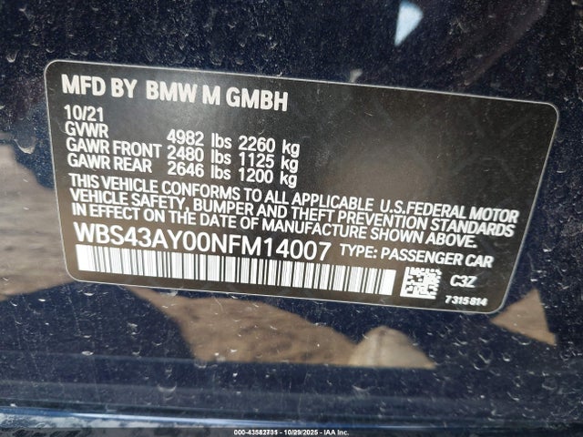 WBS43AY00NFM14007 BMW M3