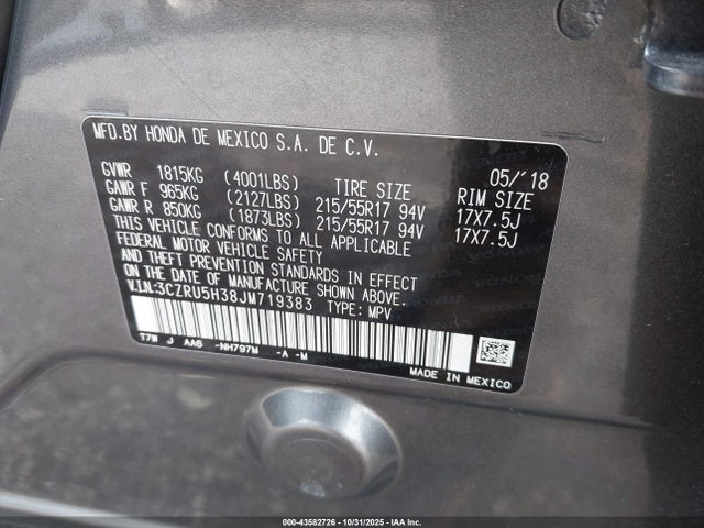 2018 HONDA HR-V 3CZRU5H38JM719383 Photo 8