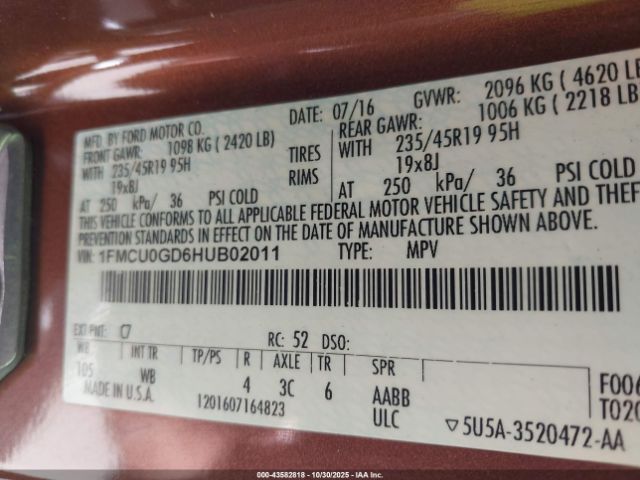 2017 FORD ESCAPE 1FMCU0GD6HUB02011 Photo 8