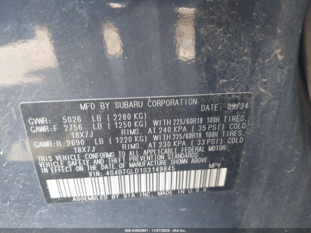 2025 SUBARU OUTBACK 4S4BTGLD1S3149845 Photo 8