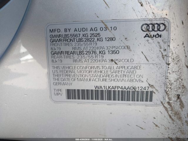 2010 AUDI Q5 WA1LKAFP4AA091247 Photo 8